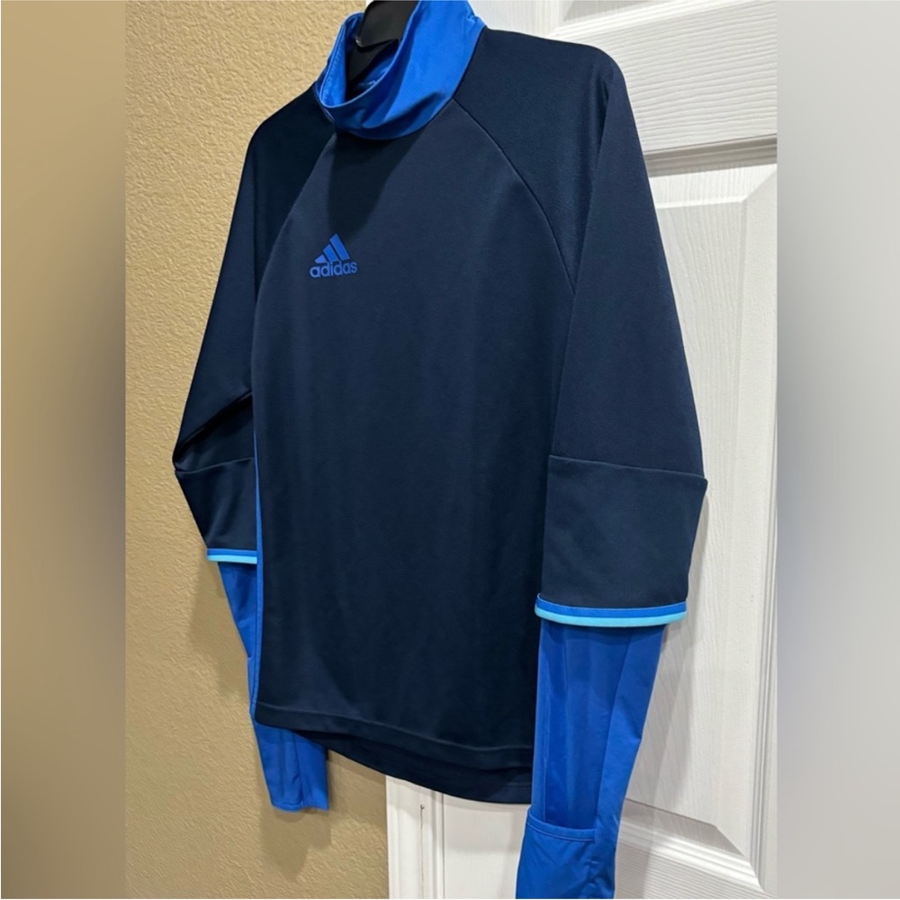 Adidas Dark Blue and Royal Blue High Collar Top
